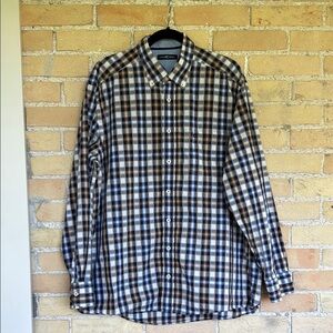 Casa Moda Men's Brown and Blue Plaid Shirt
